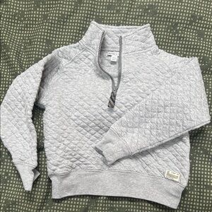JCrew Light Gray Quilted Half-Zip Sweater